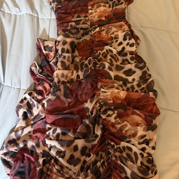 Leopard Floral Strapless Mini Dress - Picture 6 of 6